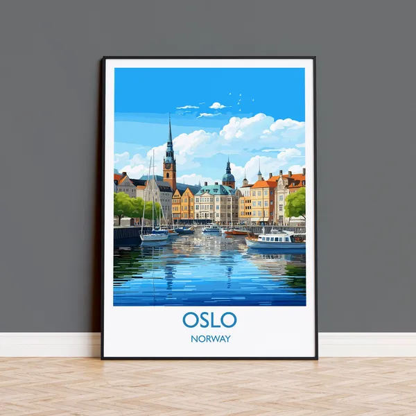 Oslo Travel Poster, Norway Wall Art Print