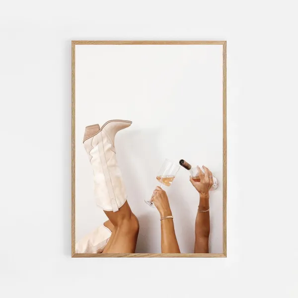 Cowgirl Boots Ros Art Print, Modern Neutral Western