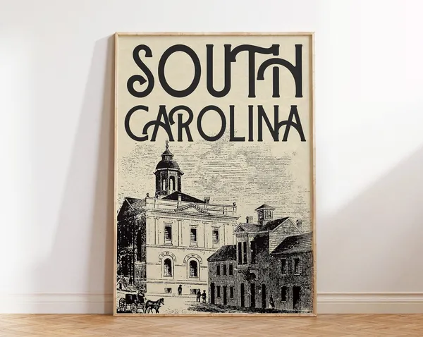 Vintage South Carolina Print, The Old Exchange Building