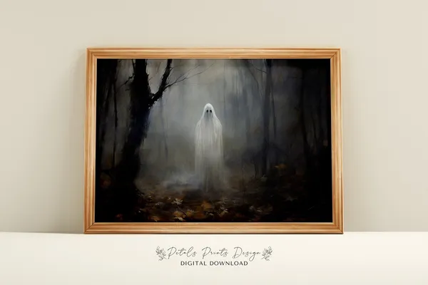 Vintage Ghost Halloween Rustic Art Print