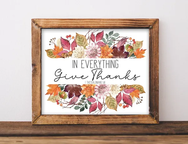 In Everything Give Thanks Scripture Watercolor Art Print