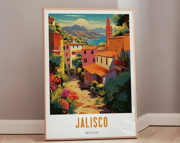 Mexico Travel Poster, Jalisco Mid-Century Modern