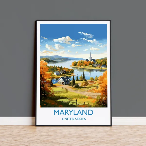 Maryland Travel Poster, USA State Wall Art Print