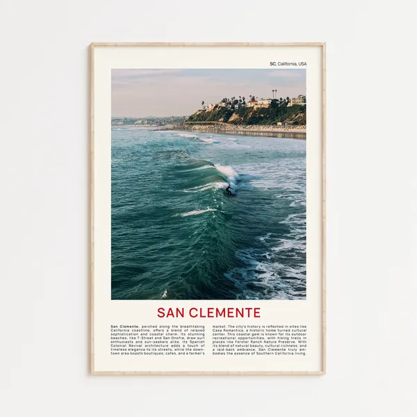 San Clemente Travel Poster, California Surfing
