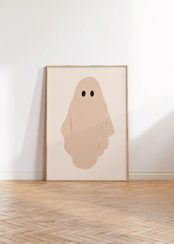 Minimalist Spooky Ghost Illustration, Halloween Art Print