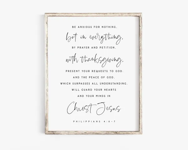 Philippians 4:6-7 Modern Bible Verse Art Print