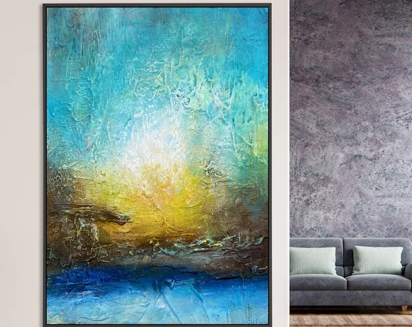 Sunset In Sea Abstract Art Print, Coastal Decor