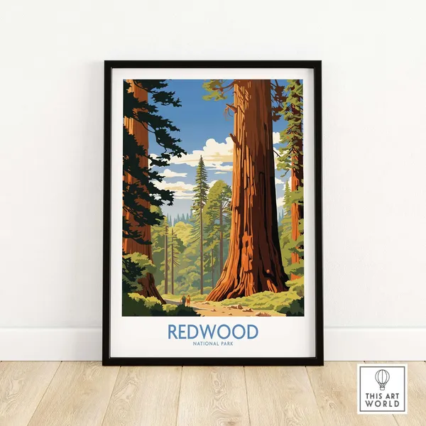 Redwood National Park Travel Poster, Home Decor