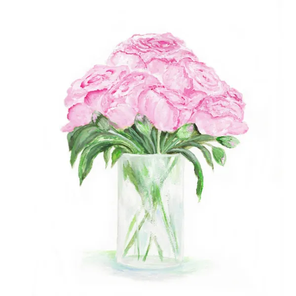 Light Pink Peony Watercolor Art Print, Botanical Poster