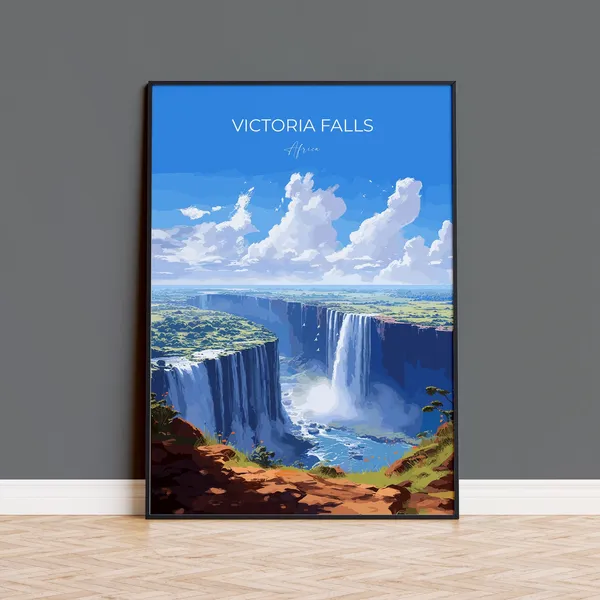 Victoria Falls Travel Poster, Zimbabwe Art Print