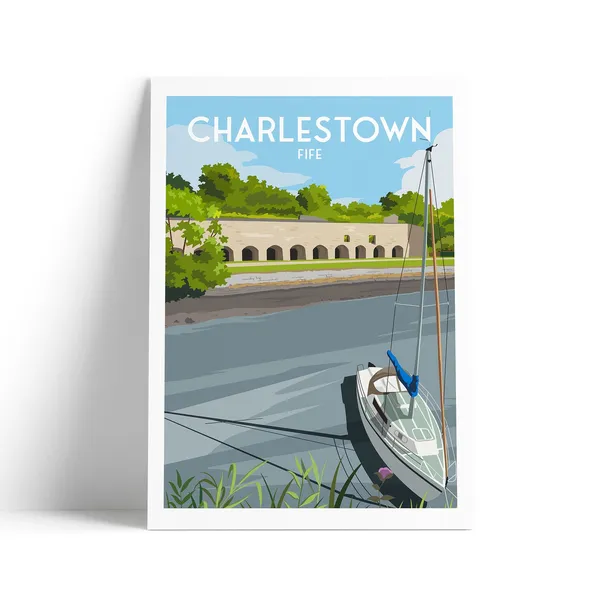 Charlestown Travel Poster, Fife Scotland Art Print