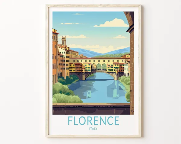 Florence Italy Travel Poster, Home Decor Wall Art
