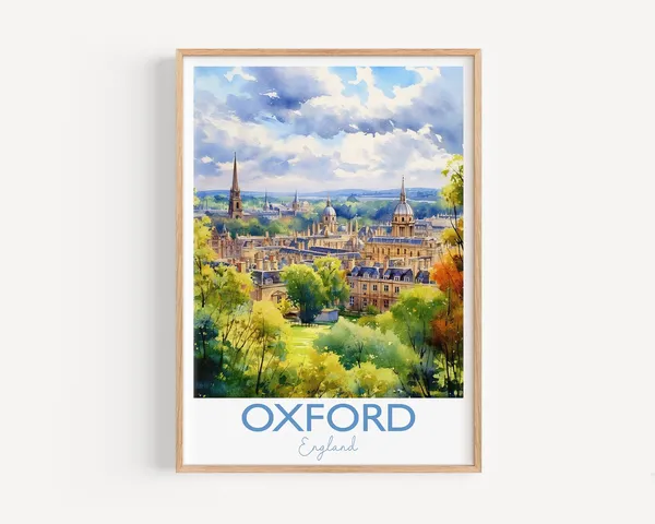 Oxford Travel Poster, Watercolour Art Print