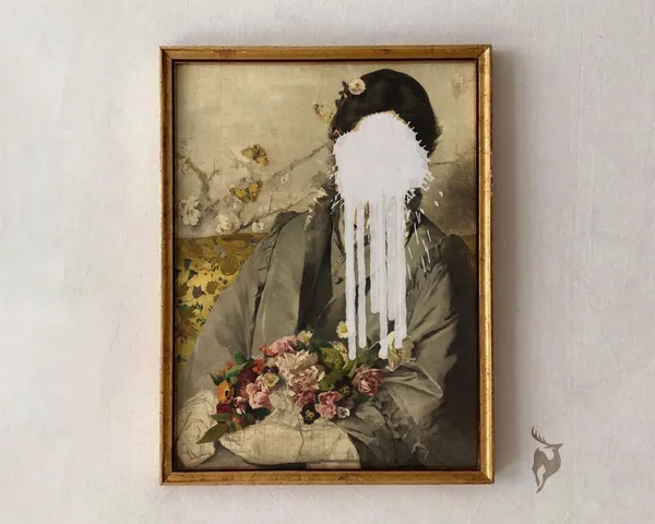 Altered Portrait Drawing Print, Eclectic Vintage Portrait
