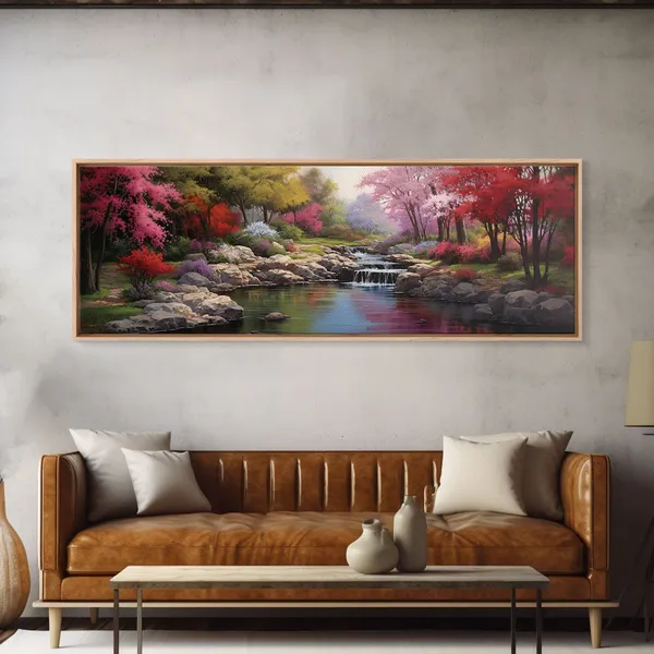 Spring Stream Landscape, Oil Painting Art Print