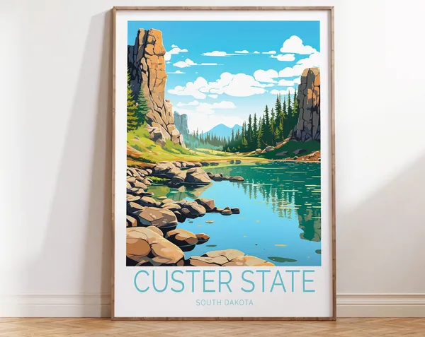 Custer State, South Dakota Travel Poster