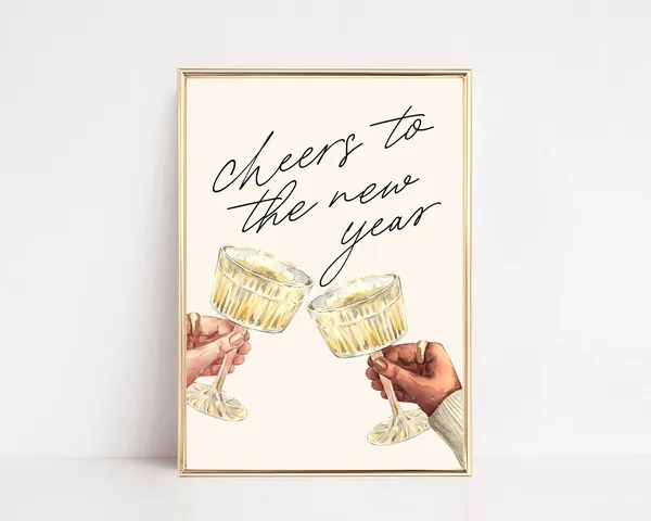 Cheers To The New Year 2024 Bar Cart Poster