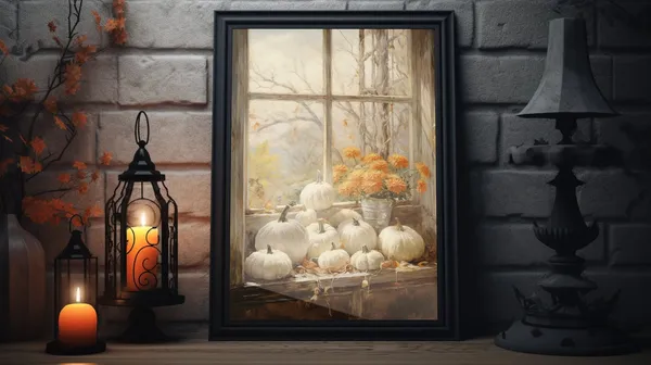Rustic Fall Pumpkin Painting Art Print, Thanksgiving Farmhouse
