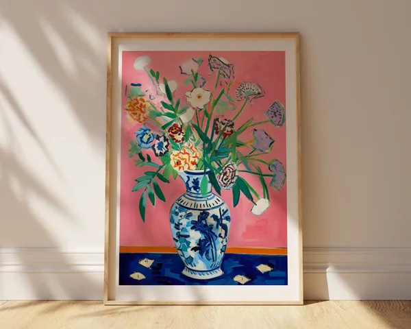 Vase Of Flowers Vintage Botanical Wall Art Print