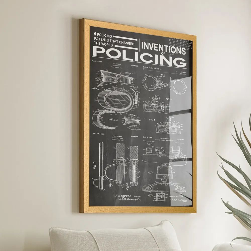 Inventions of Policing Patent Poster, Police Decor