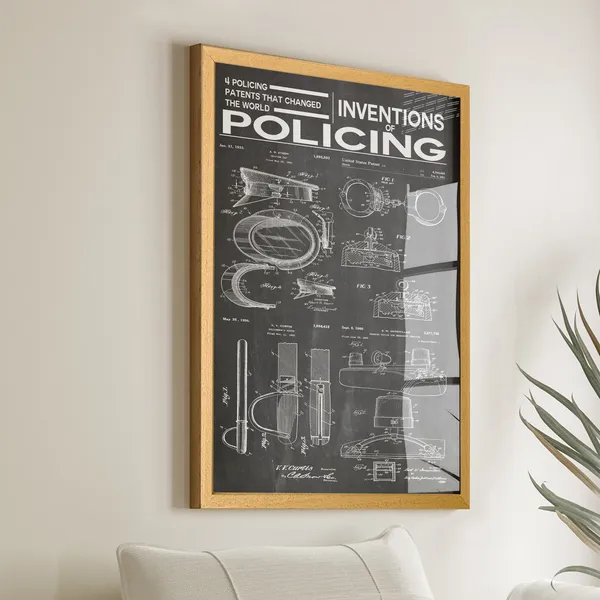 Inventions of Policing Patent Poster, Police Decor