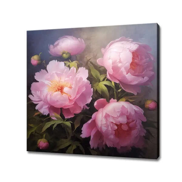 Pink Peony Bouquet, Vintage Oil Painting Art Print