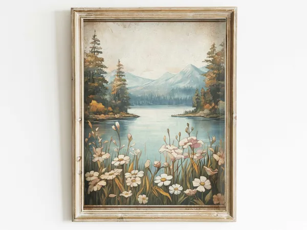 Mountain Landscape Art Print, Cabin Decor