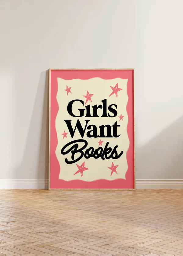 Book Print Retro Reading Poster, Vintage Mid-Century