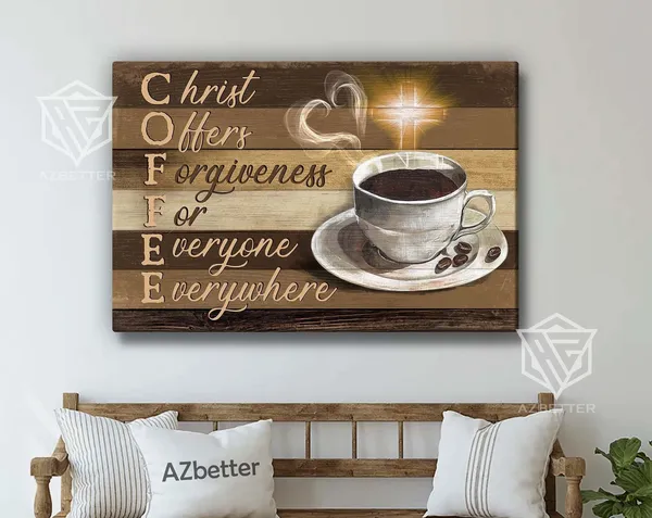 Christ Offers Forgiveness Everywhere, Vintage Coffee Art Print