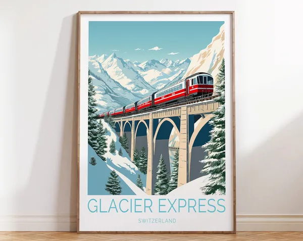Glacier Express Switzerland Travel Poster, Wall Art