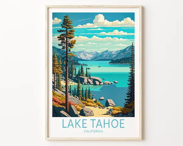 Lake Tahoe National Park Travel Poster, Wall Art