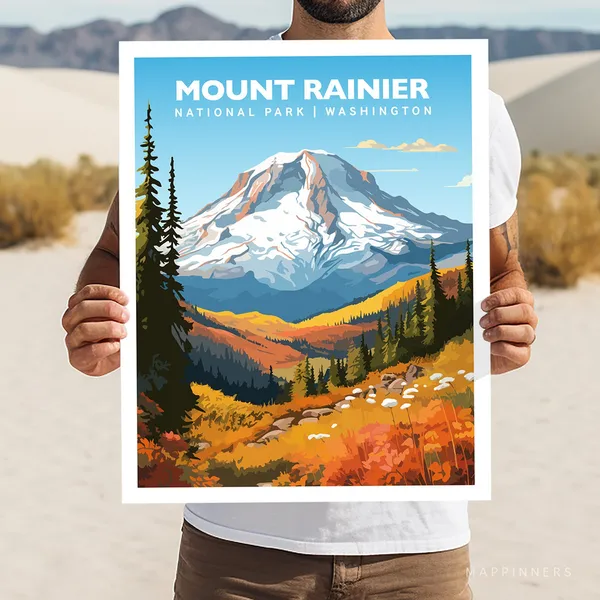 Mount Rainier National Park Washington Travel Poster