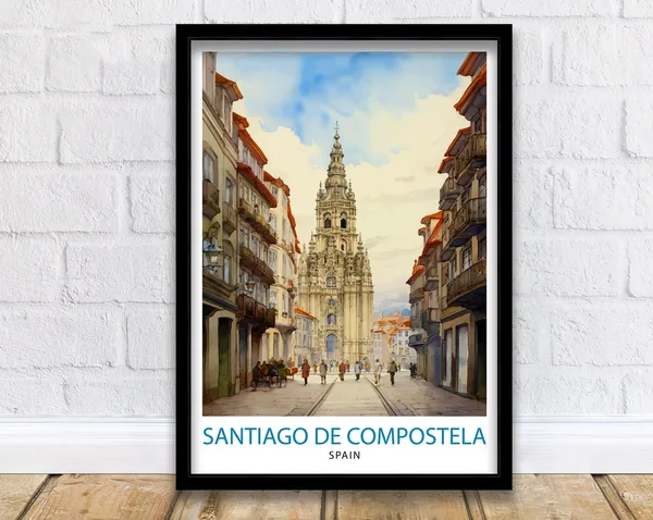 Santiago De Compostela Travel Poster, Home Decor