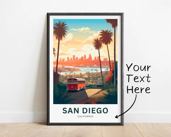 Personalized San Diego Travel Poster, California Wall Art