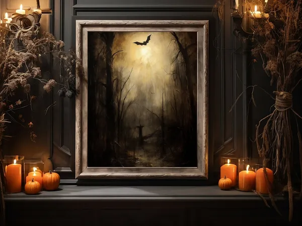 Bat Print Halloween Art Print, Spooky Fall Decor