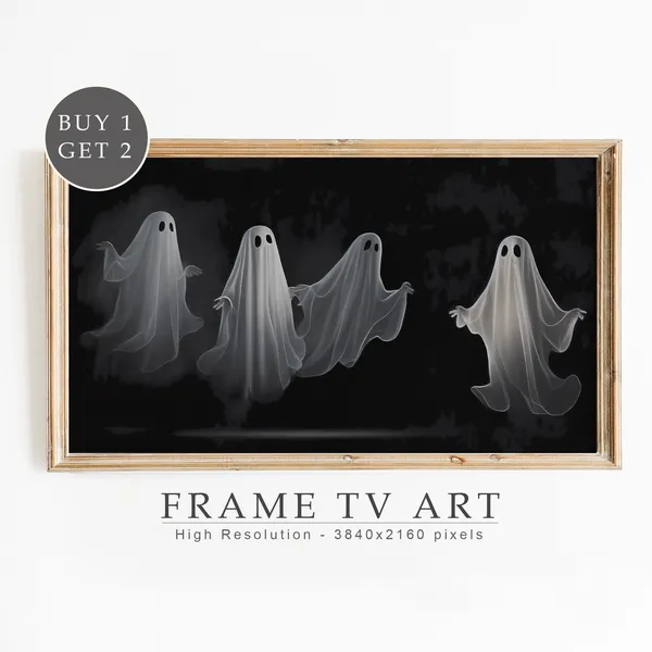 Halloween Ghost Art Print, Spooky TV Decor