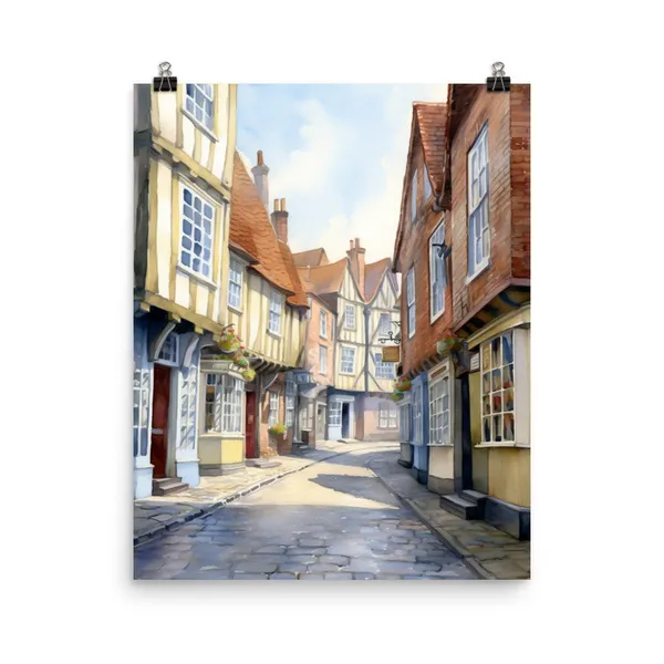 The Shambles Watercolor Print, York Travel Poster