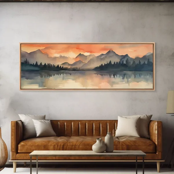 Vintage Watercolor Forest Fire Landscape Art Print
