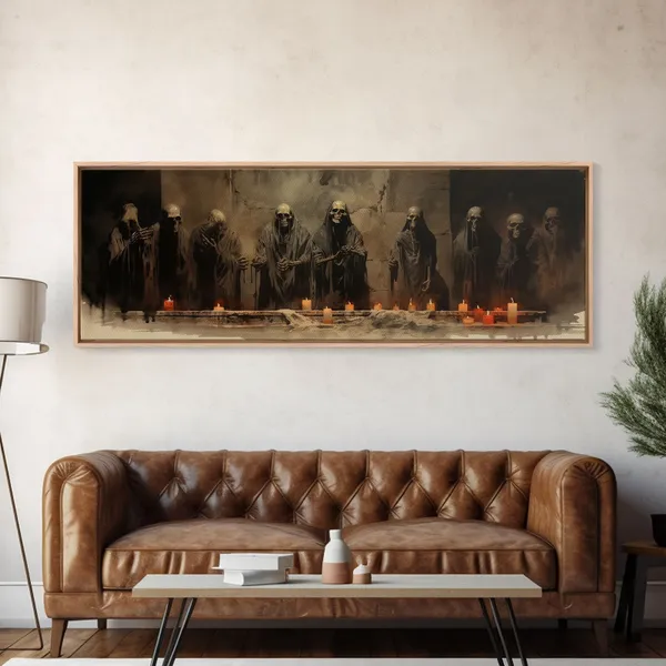 Skeleton Cult Halloween Poster, Spooky Wall Decor