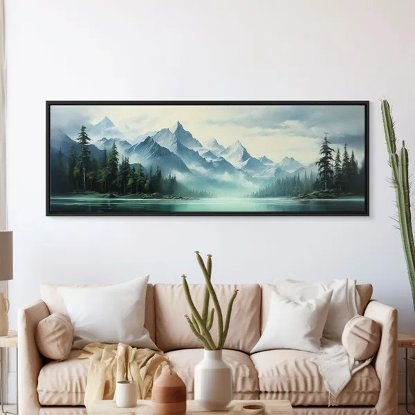 Mountain Lake Oil Landscape, Nature Art Print