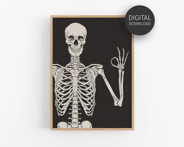Skeleton Halloween Humour Poster, Spooky Decor