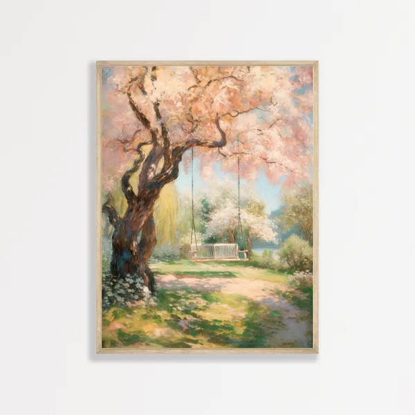 Countryside Swing Retro Farmhouse Landscape Art Print