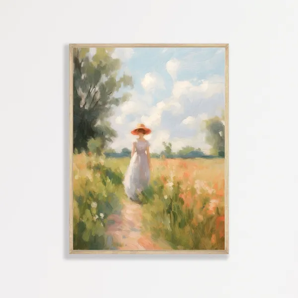 Countryside Woman Retro Aesthetic Wall Art Print
