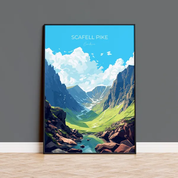 Scafell Pike Travel Poster, England Cumbria Art
