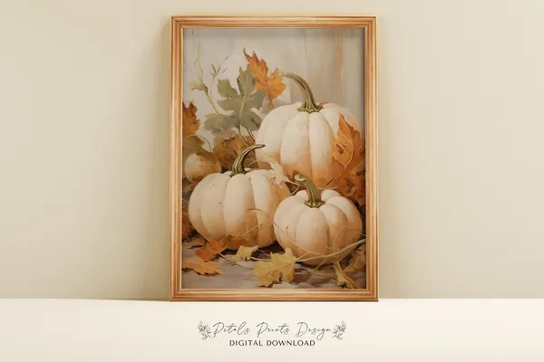 Pumpkin Still Life Painting Halloween Wall Art Print