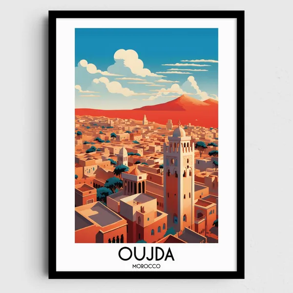 Oujda Morocco Travel Poster, African Home Decor