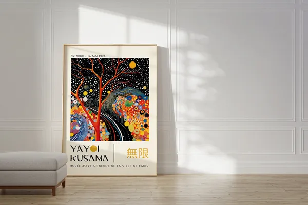 Yayoi Kusama Inspired Japanese Art Print, Gallery Wall