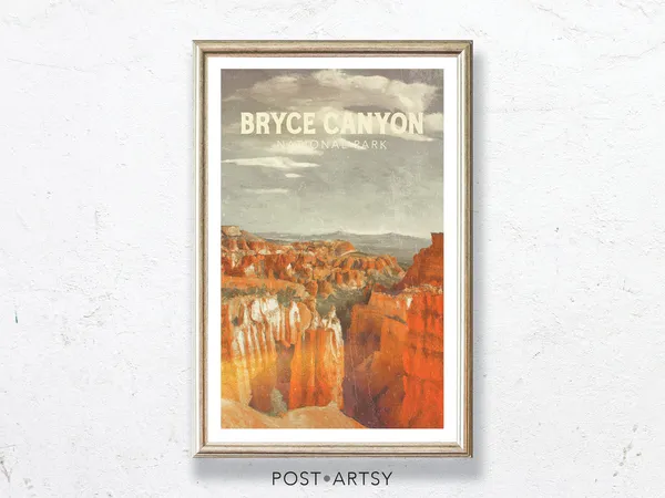 Vintage Bryce Canyon Travel Poster, National Park Decor