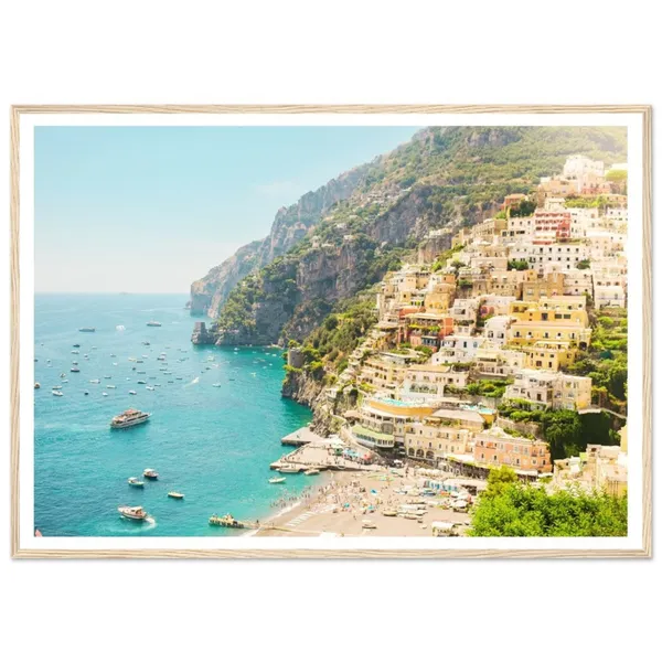 Amalfi Coast Aerial Photography Print, Positano Travel