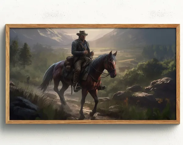 Cowboy Western Landscape Painting, Art Print